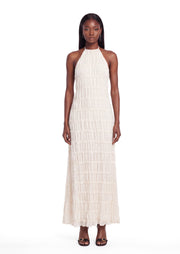 Aullie Halter Textured Maxi Dress In White