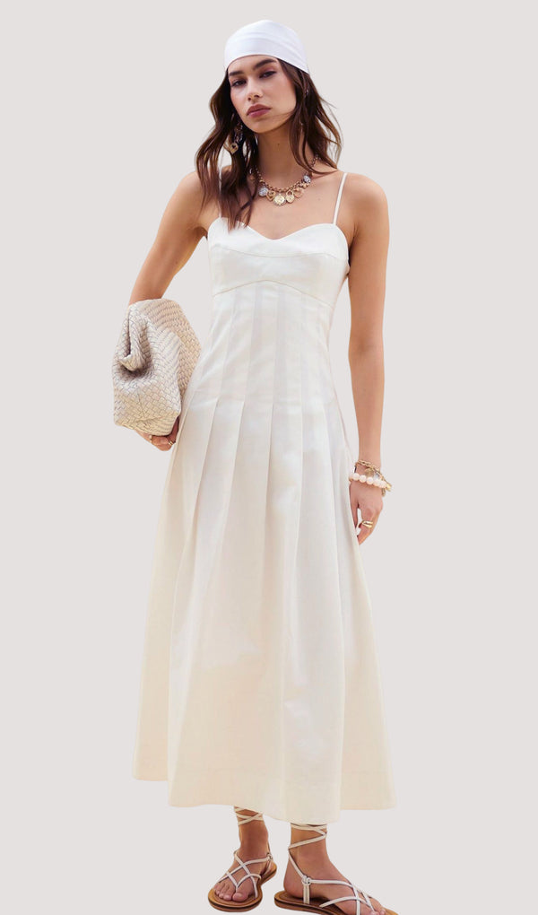 White Strappy Corset Midi Dress