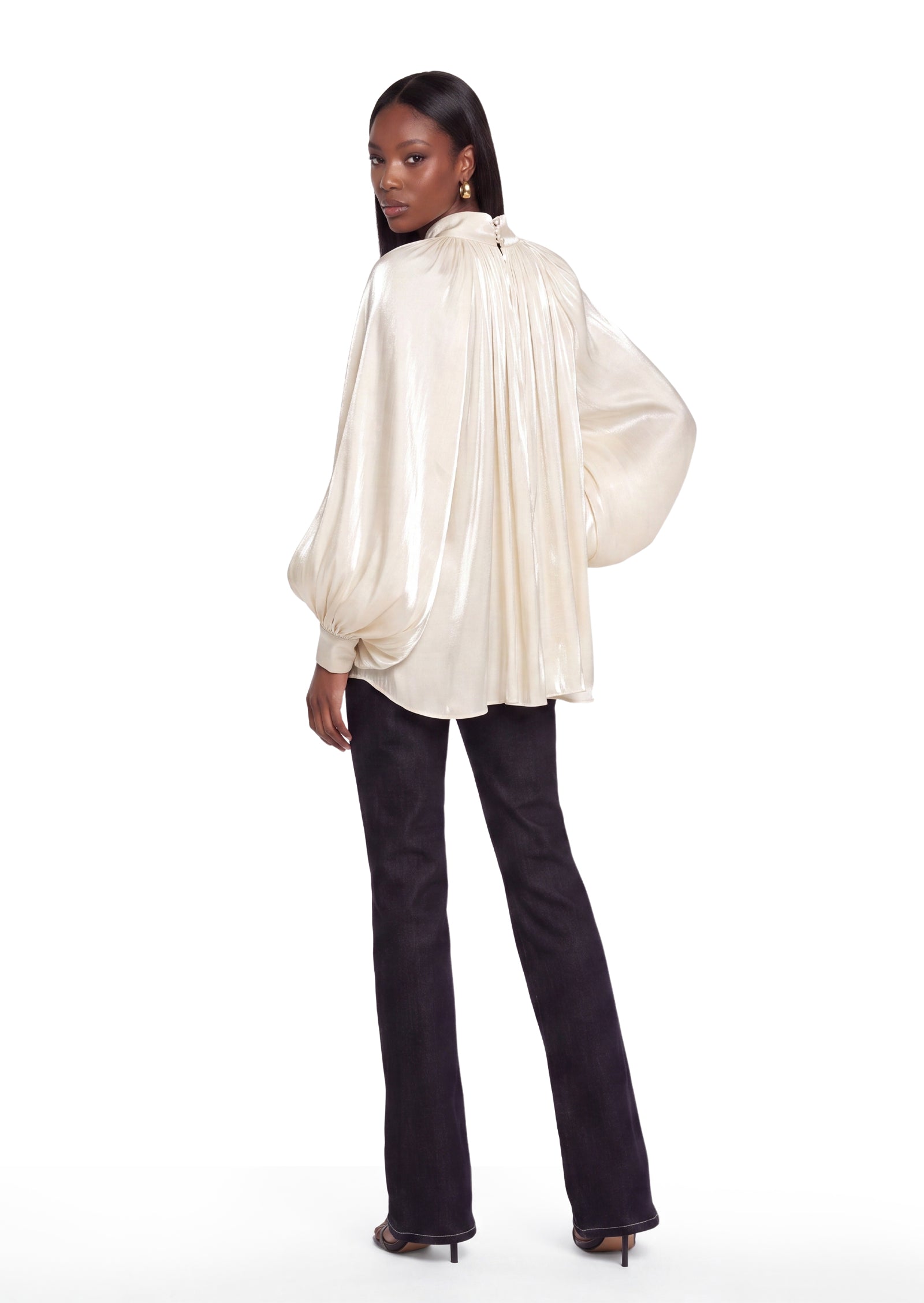 Zaiden Draped Lantern Sleeve Top