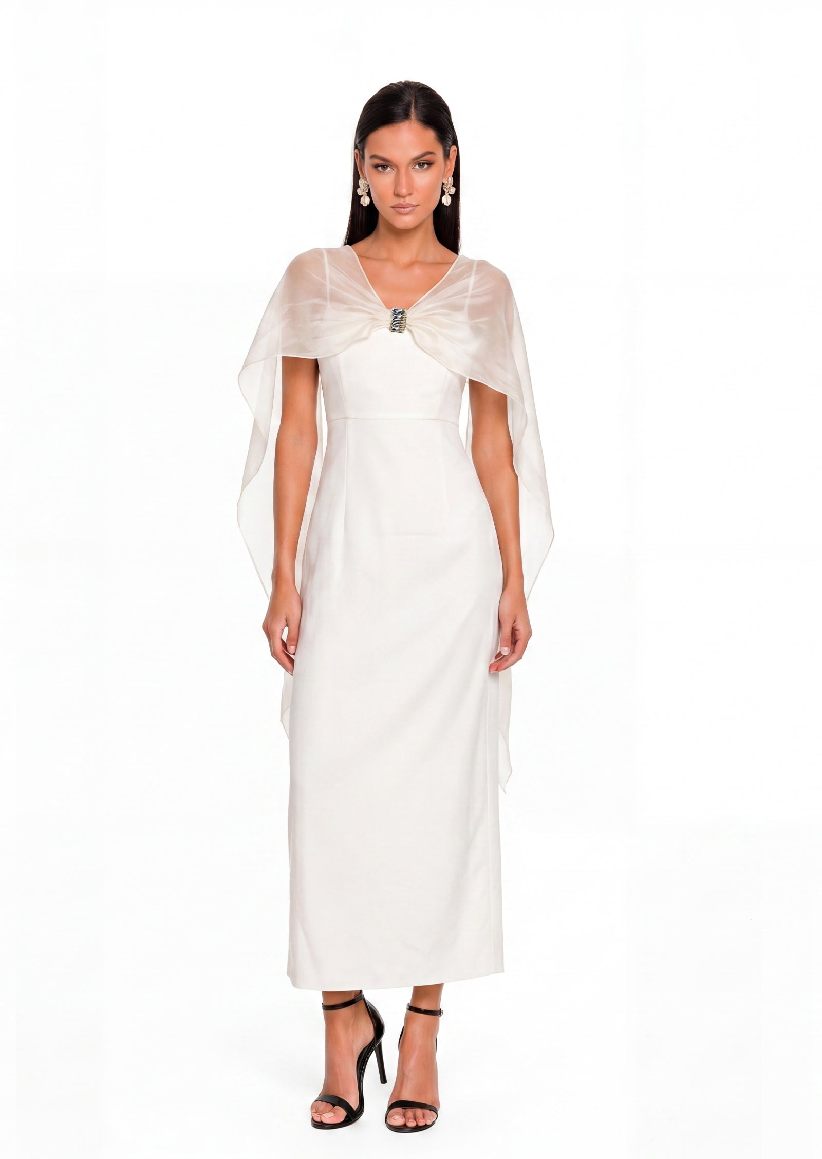 Midikleid in A-Linie mit Blumenmuster und Laternenärmeln