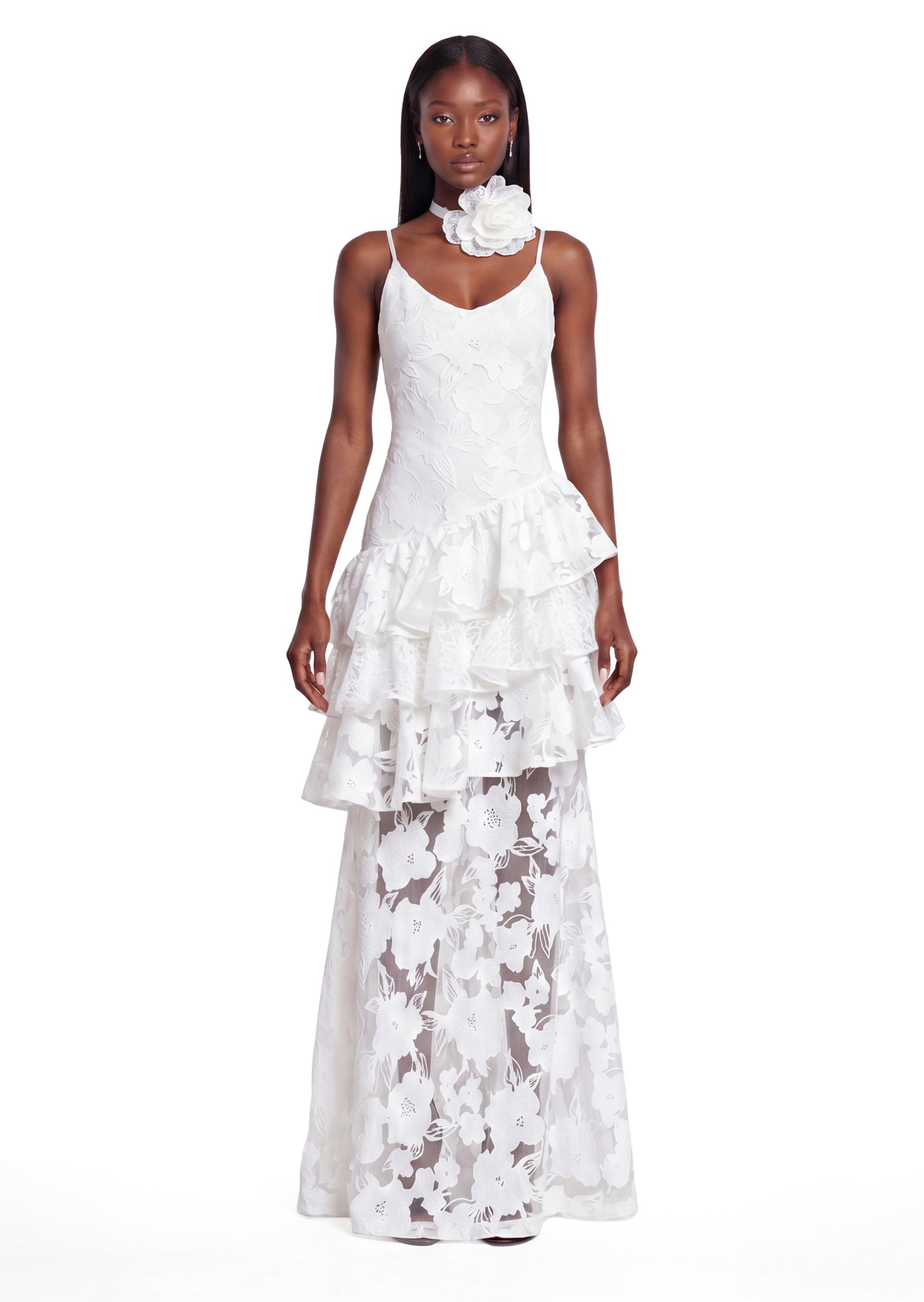 Midikleid in A-Linie mit Blumenmuster und Laternenärmeln