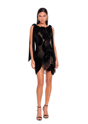 Mini Embroidered Black Velvet Gown (Final Sale-US Only)