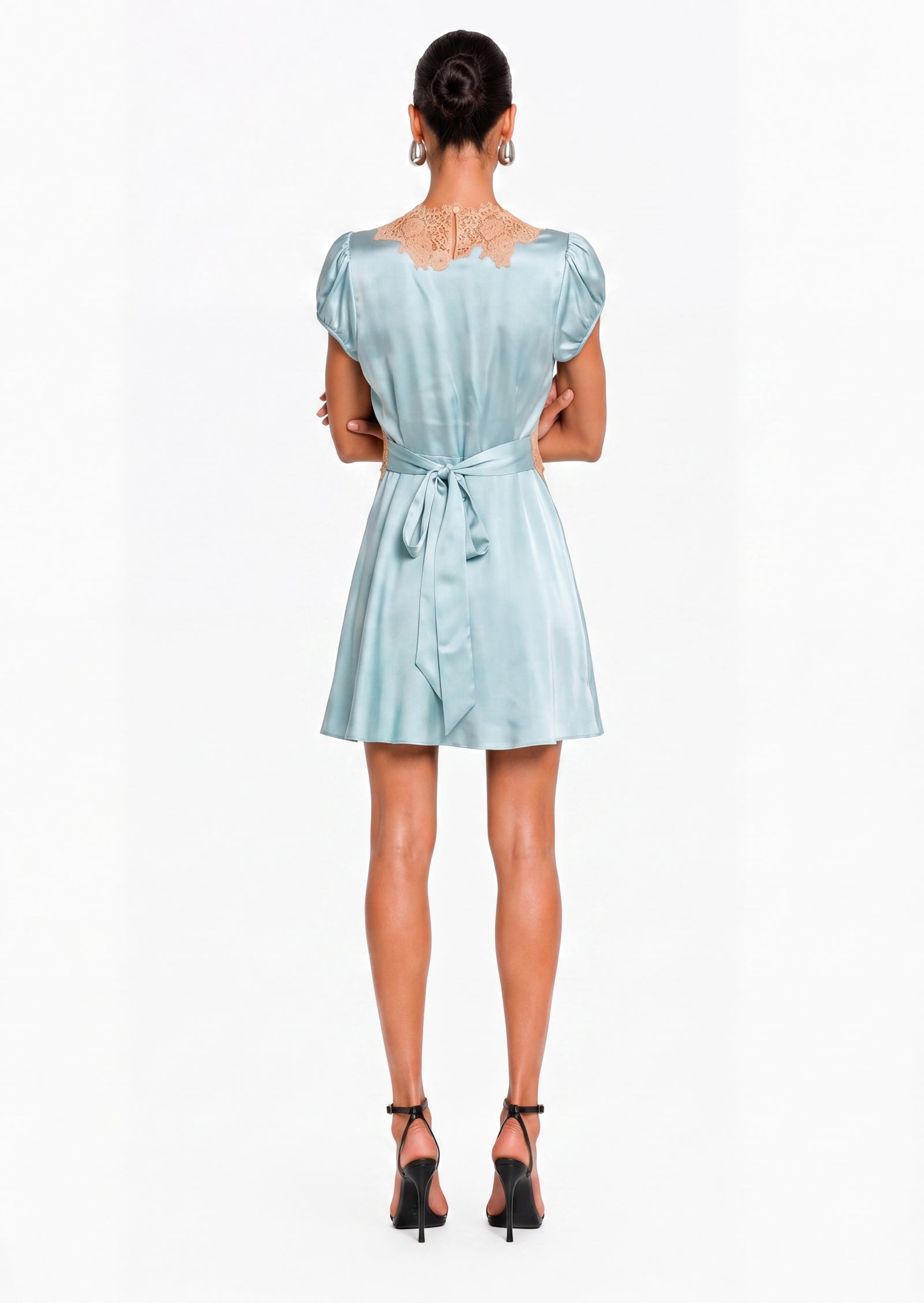 Dacre Short Sleeve Satin Mini Dress