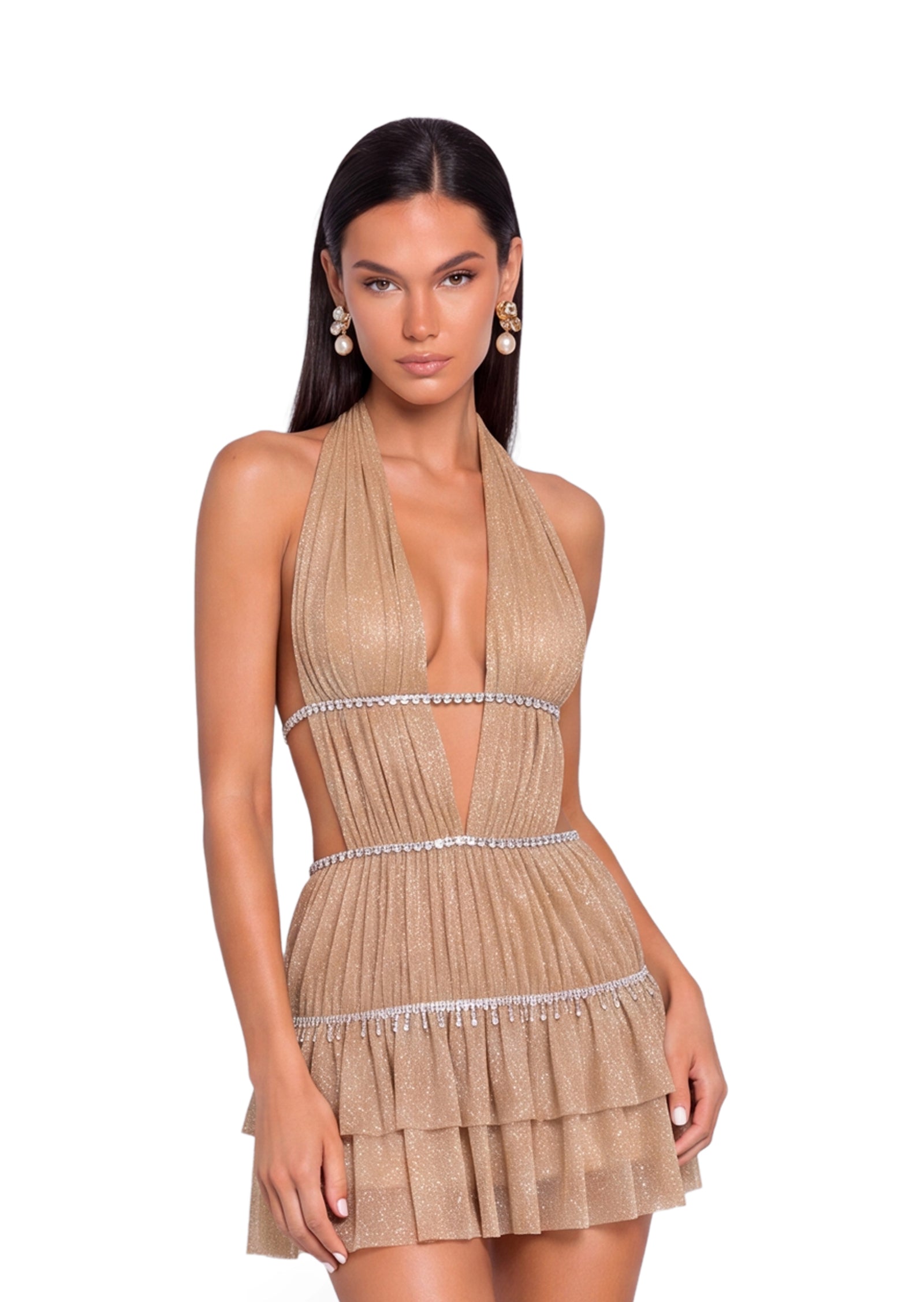 Open Back Mini Dress In Diamond Sand (Final Sale-US Only)