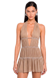 Open Back Mini Dress In Diamond Sand (Final Sale-US Only)