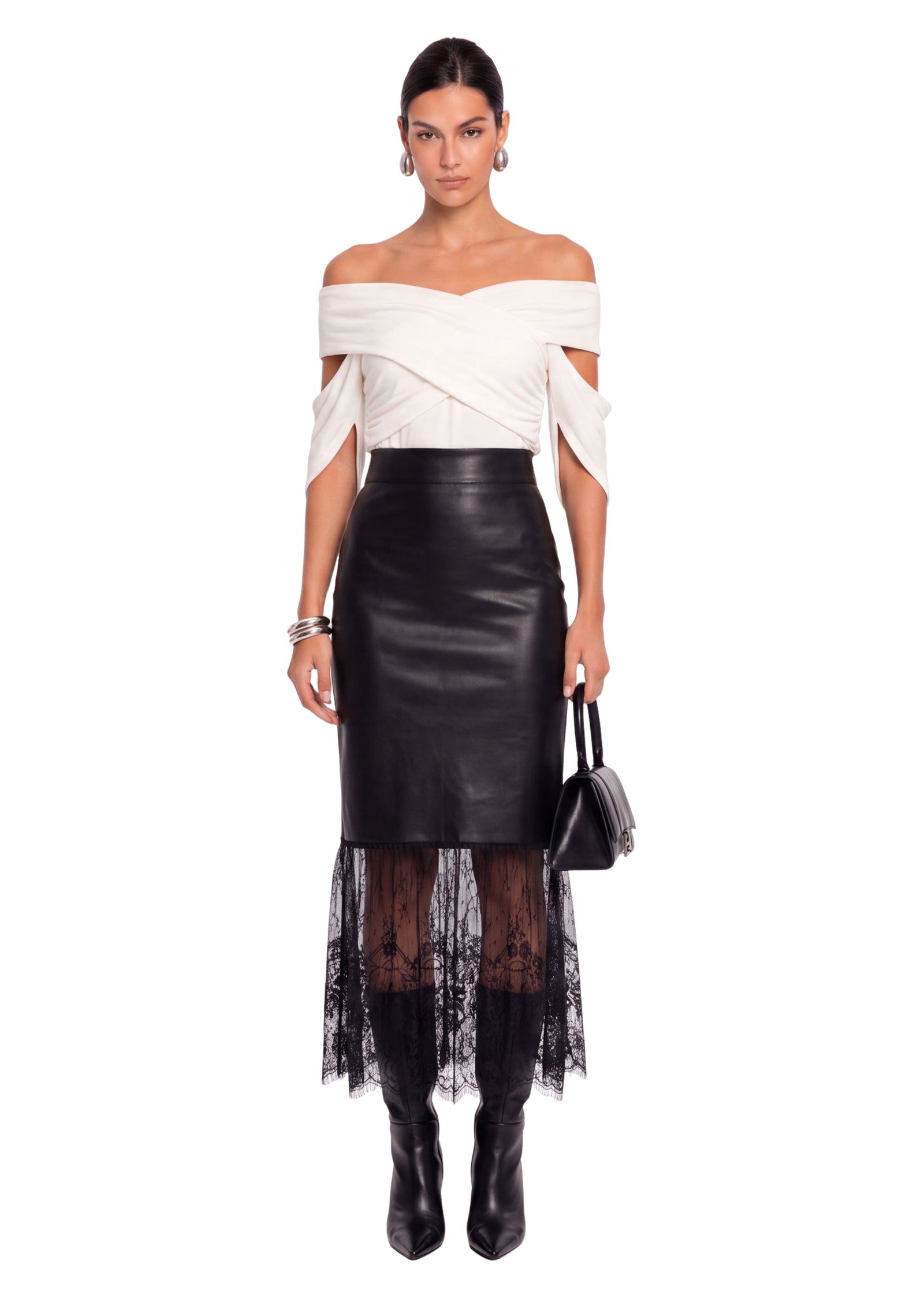 Minikleid mit 3D-Strassblumenmuster in Weiß