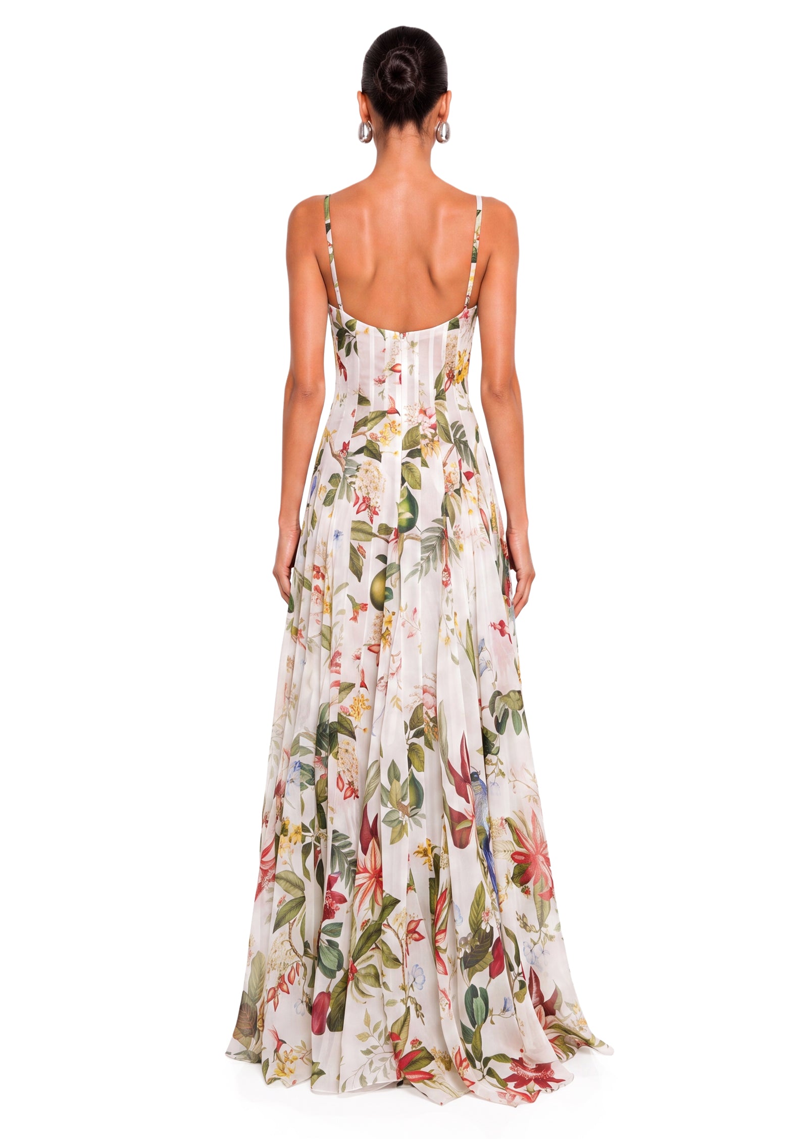 Midikleid in A-Linie mit Blumenmuster und Laternenärmeln