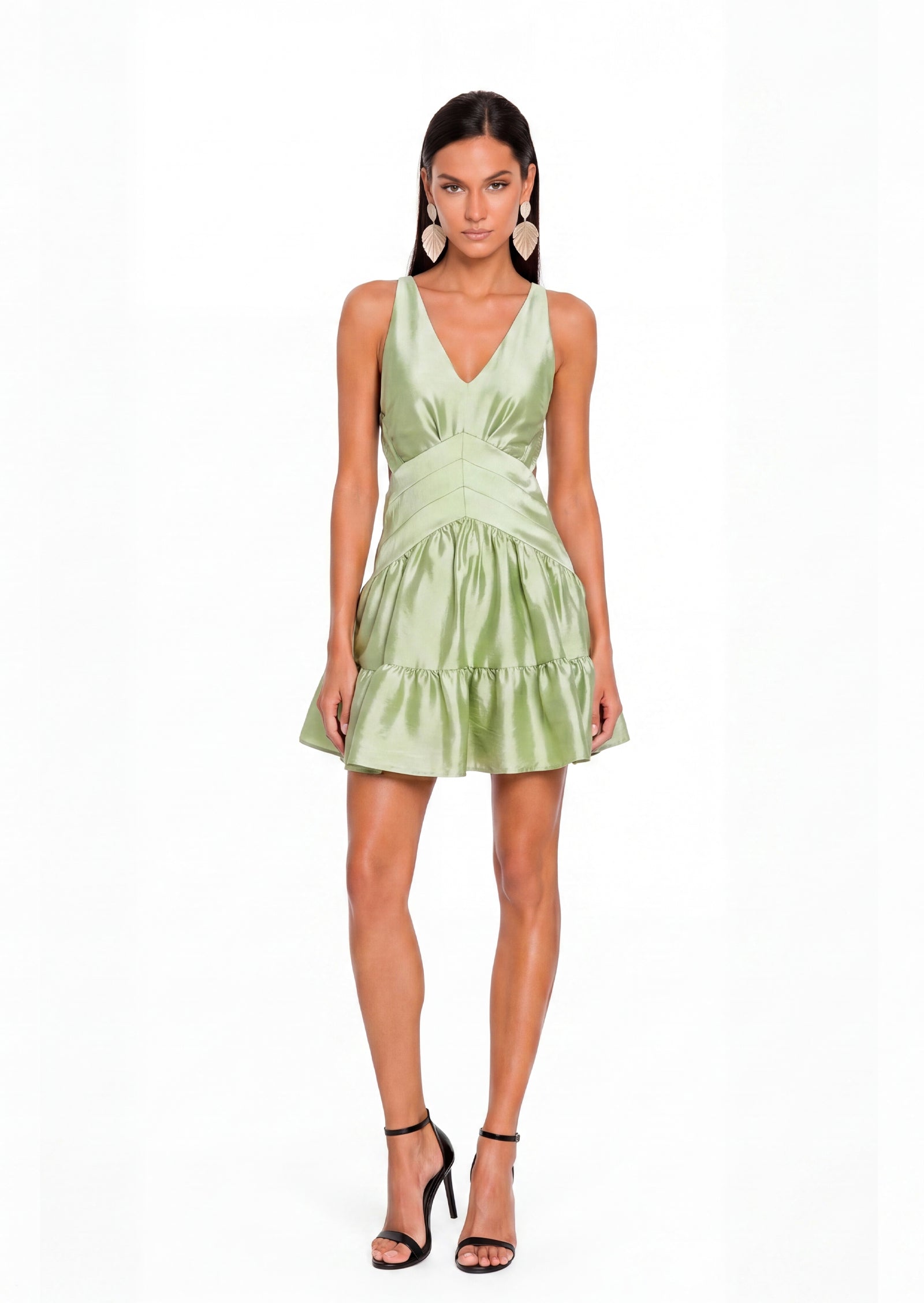 Padilla Tie Back Mini Dress In Green