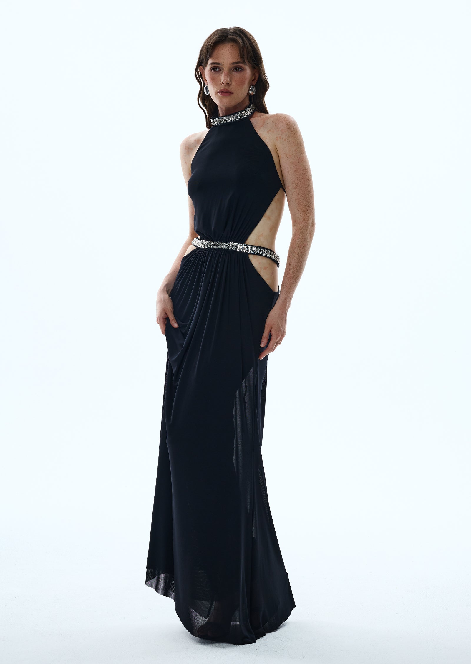 Midikleid in A-Linie mit Blumenmuster und Laternenärmeln