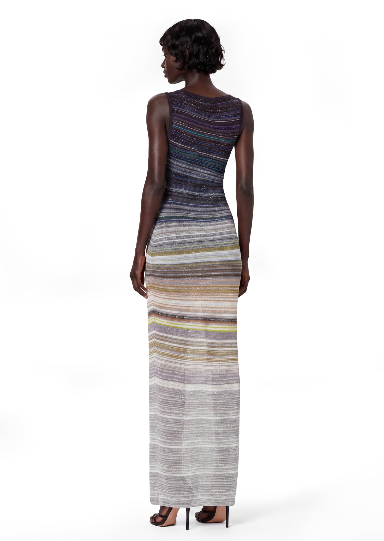 Acatzin Sequined Striped Lamé Maxi Dress