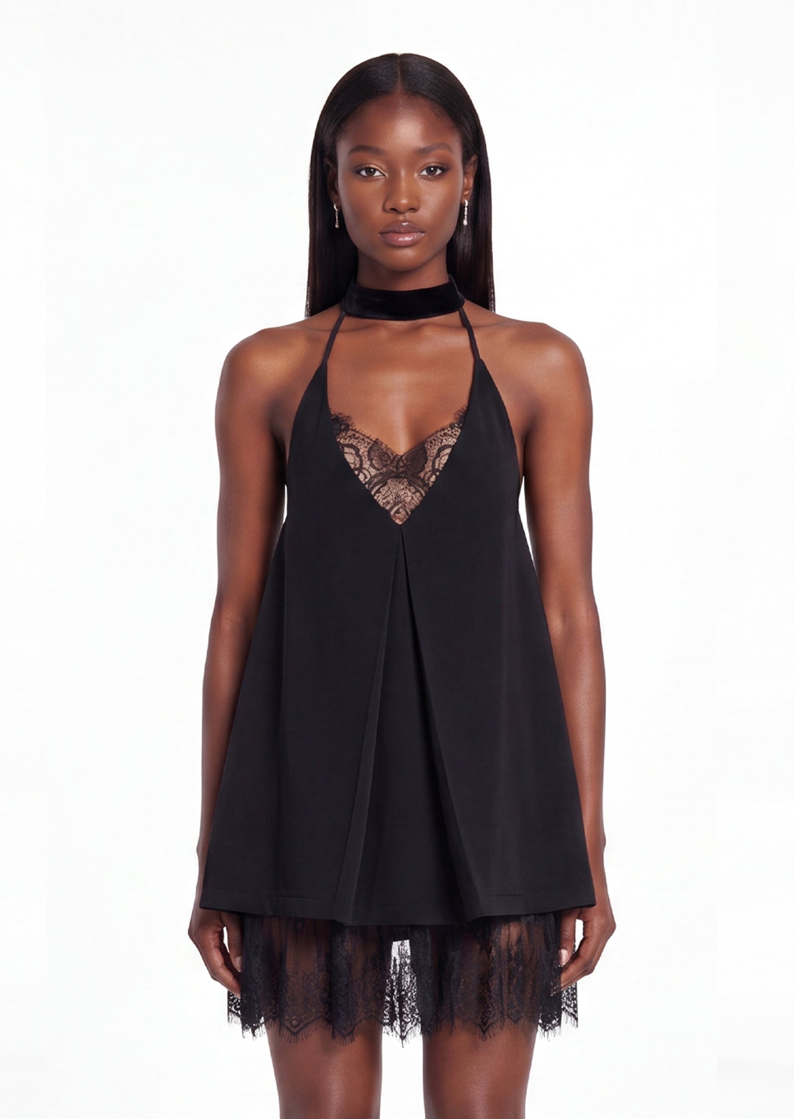 Uilani Lace Mini Dress In Black