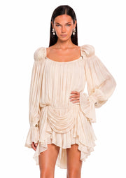 Earlene Pleated Ruffled Mini Dress