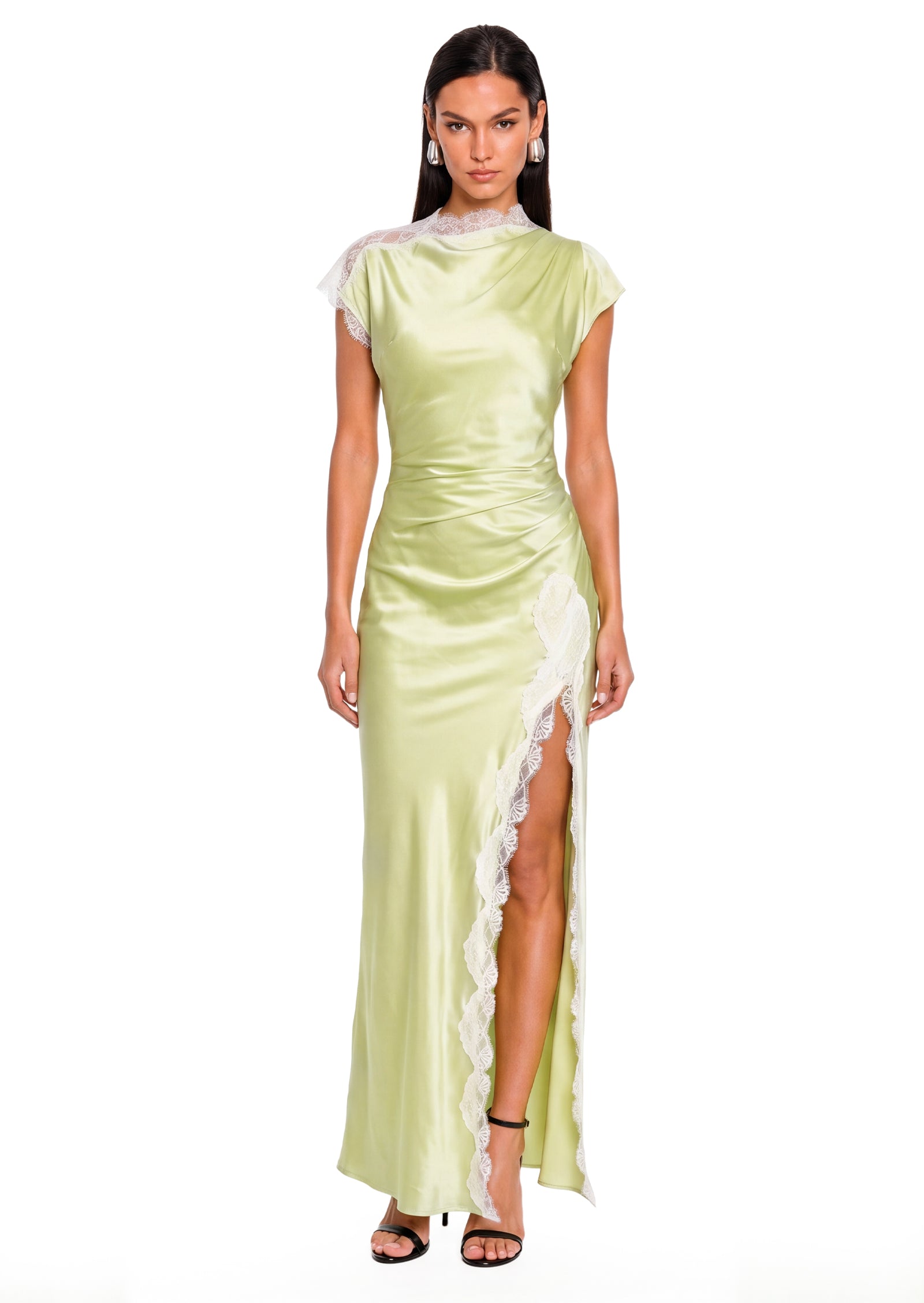 Midikleid in A-Linie mit Blumenmuster und Laternenärmeln