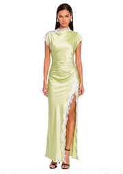 Lotta Satin Lace-Trim Maxi Dress