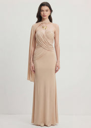 Mesh Ribbon Irregular Fish Tail Maxi Dress