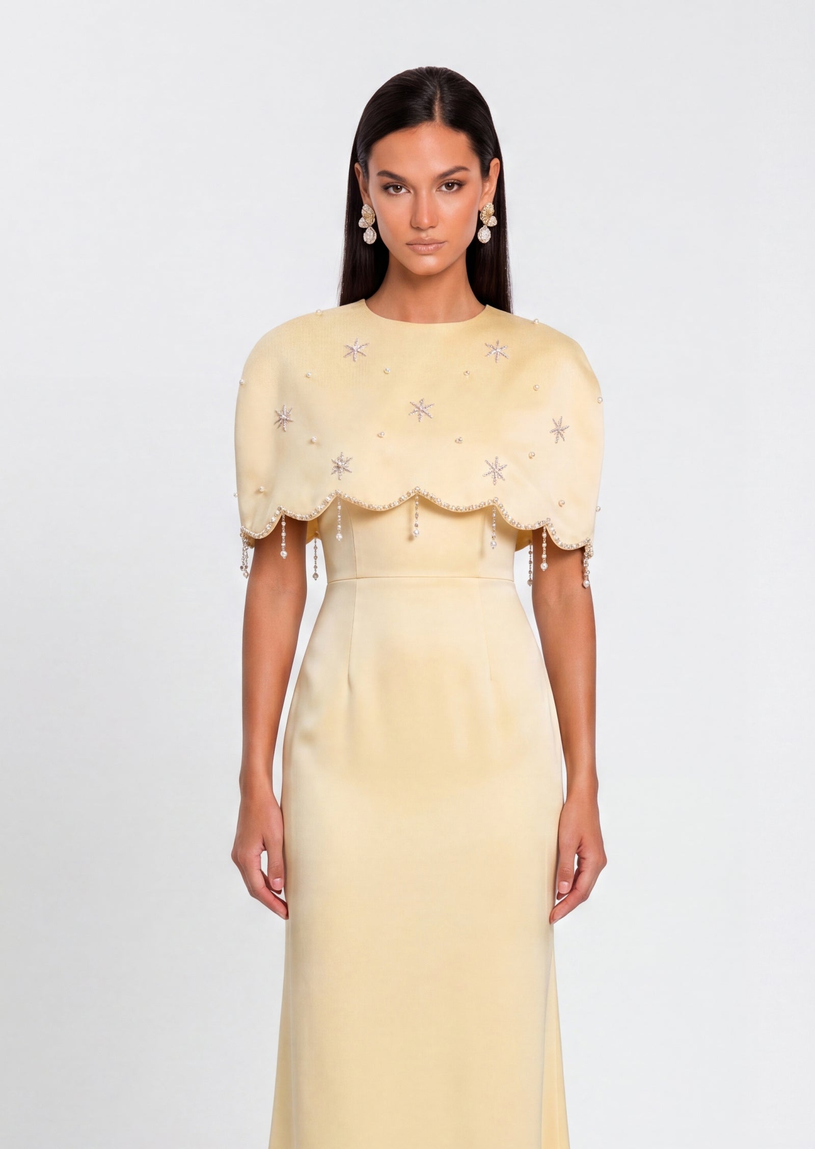 Midikleid in A-Linie mit Blumenmuster und Laternenärmeln