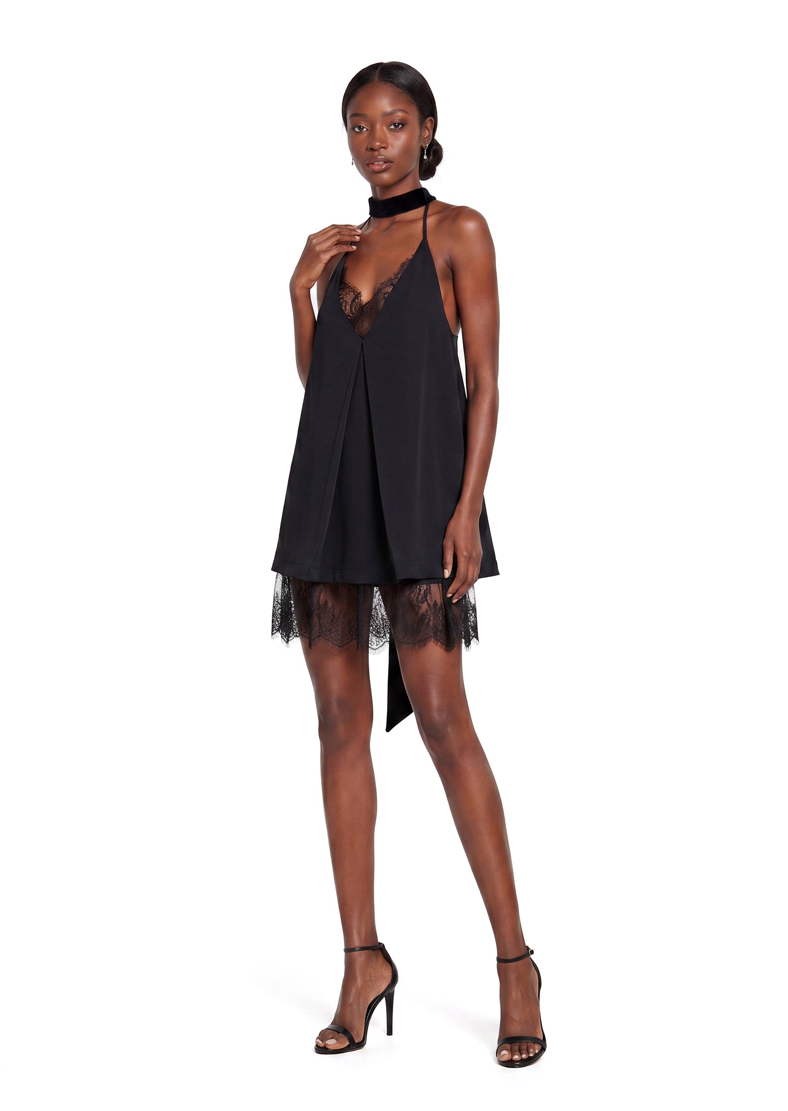 Uilani Lace Mini Dress In Black