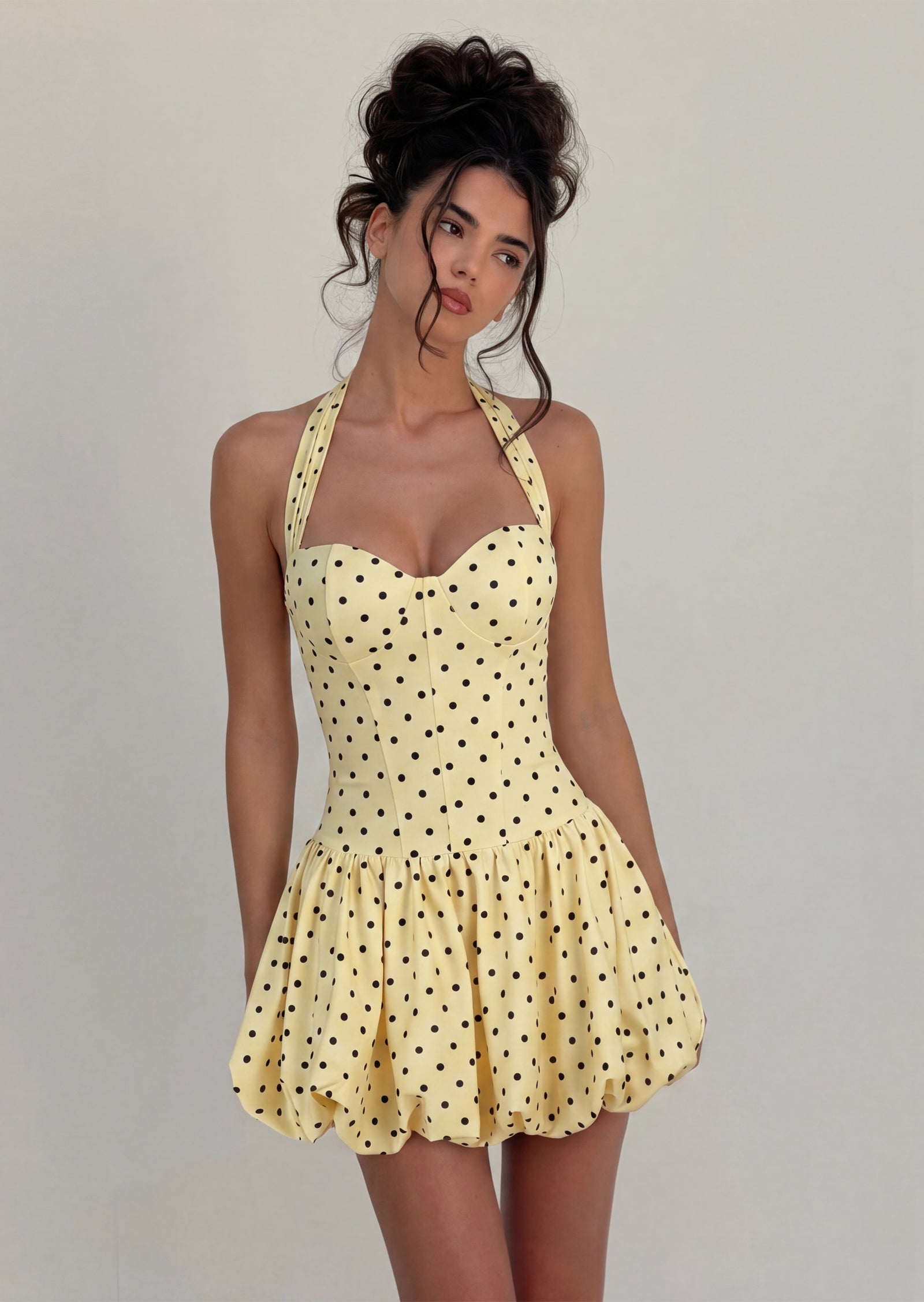 Rosita Halter Bubble Hem Mini Dress