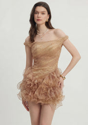 Midikleid in A-Linie mit Blumenmuster und Laternenärmeln