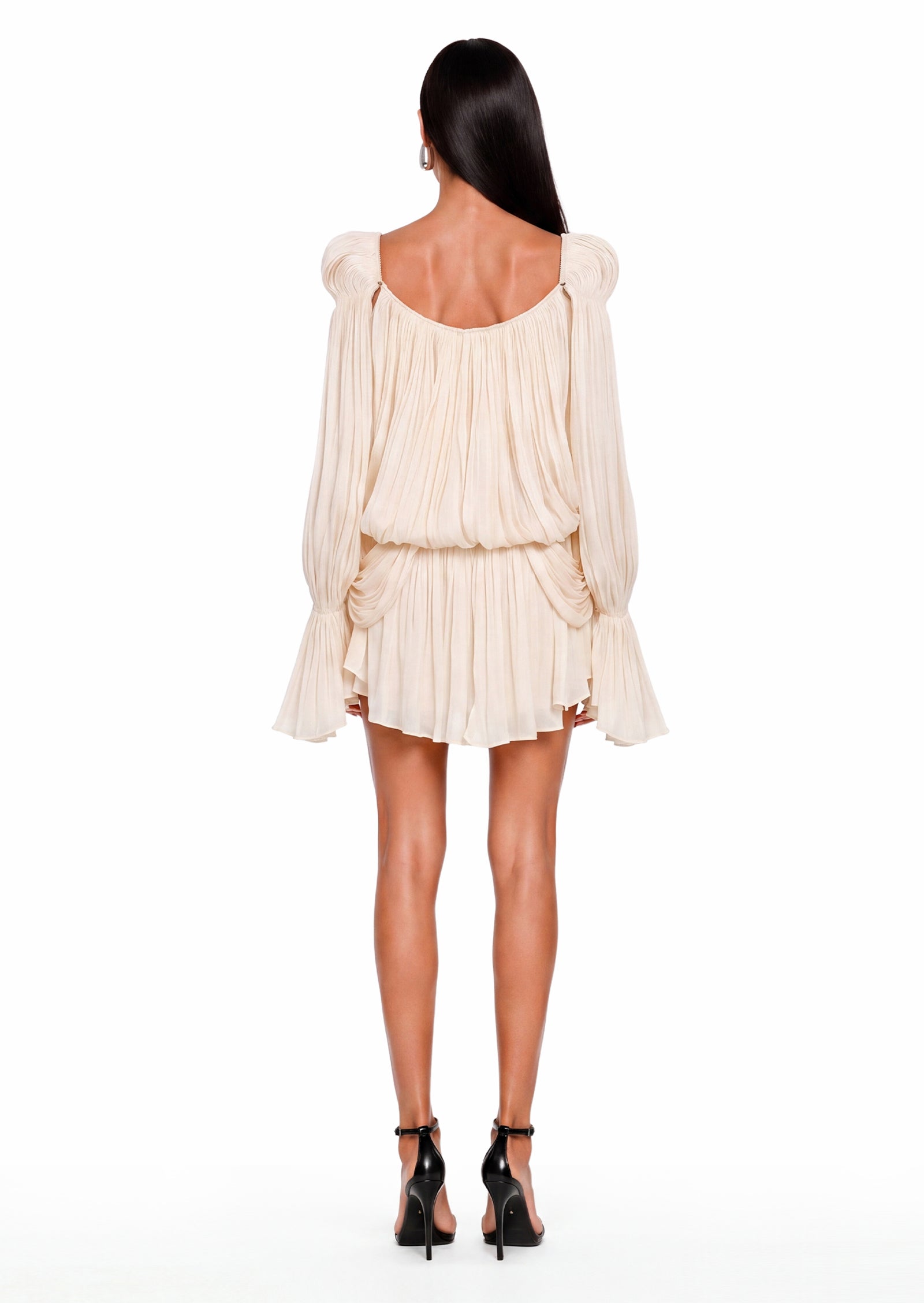 Earlene Pleated Ruffled Mini Dress