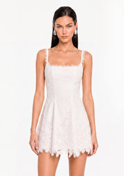 Maliba Lace Broderie Anglais Mini Dress In White