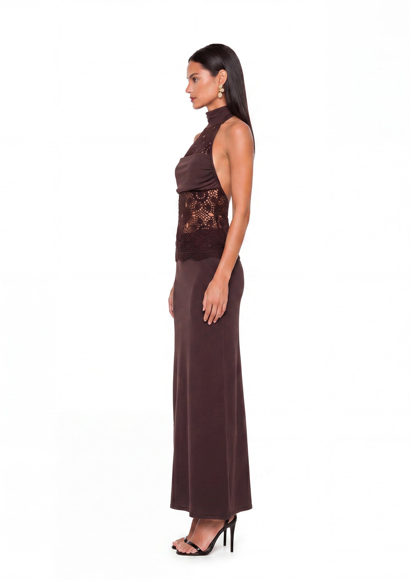 Midikleid in A-Linie mit Blumenmuster und Laternenärmeln