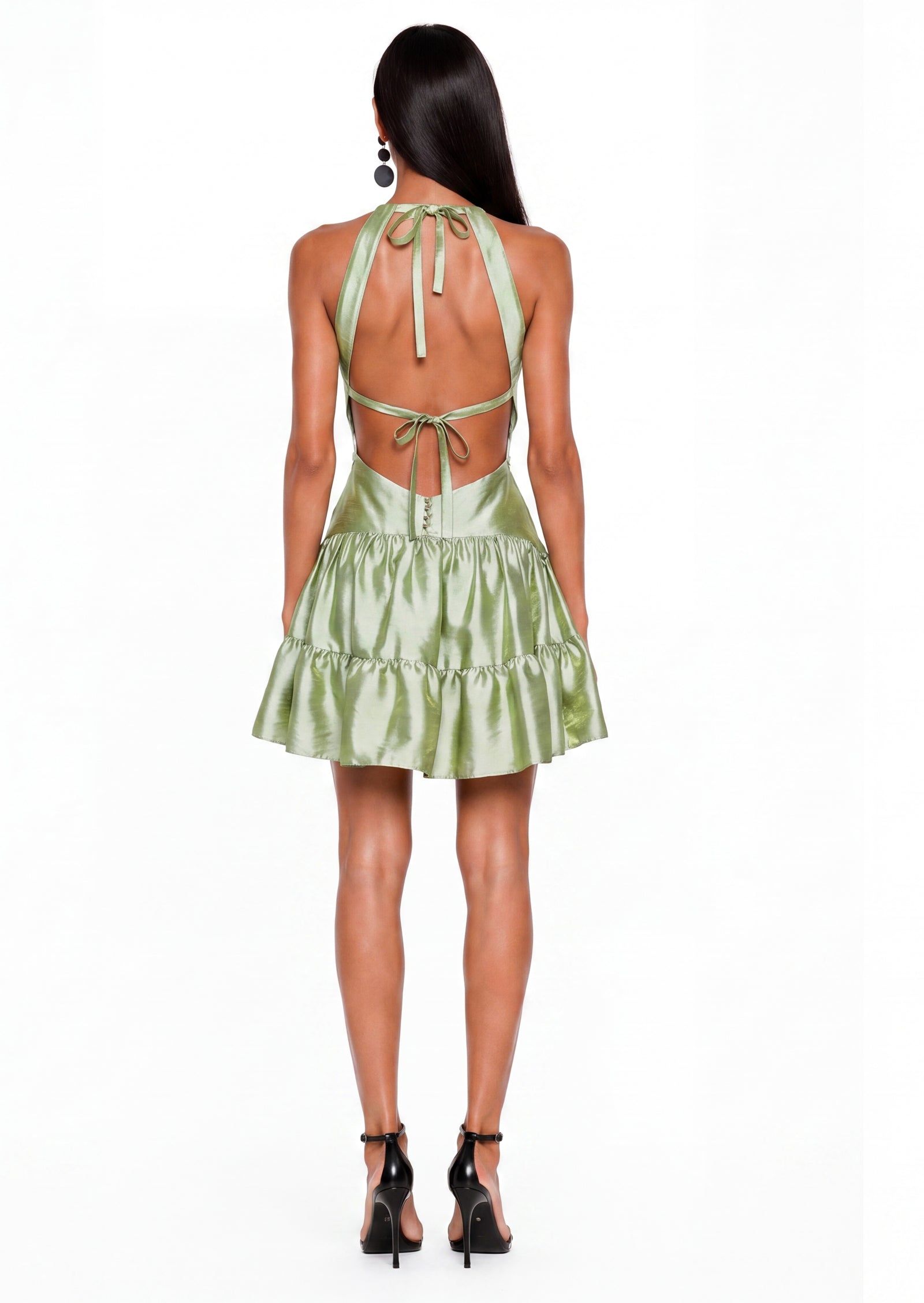 Padilla Tie Back Mini Dress In Green
