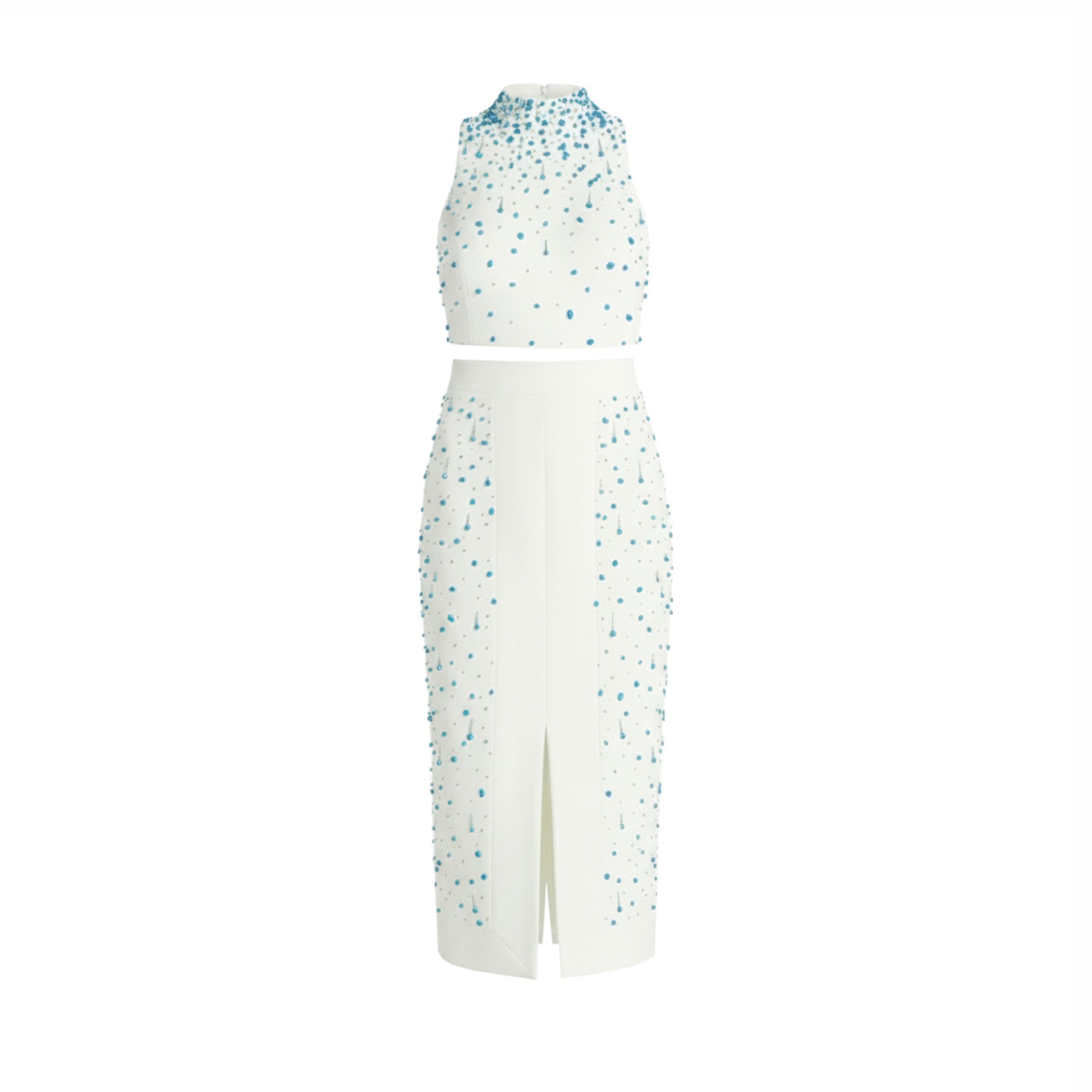 Embellished Midi Two Piece Dress In White