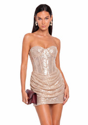 Pamela Gathered Sequined Corset Mini Dress