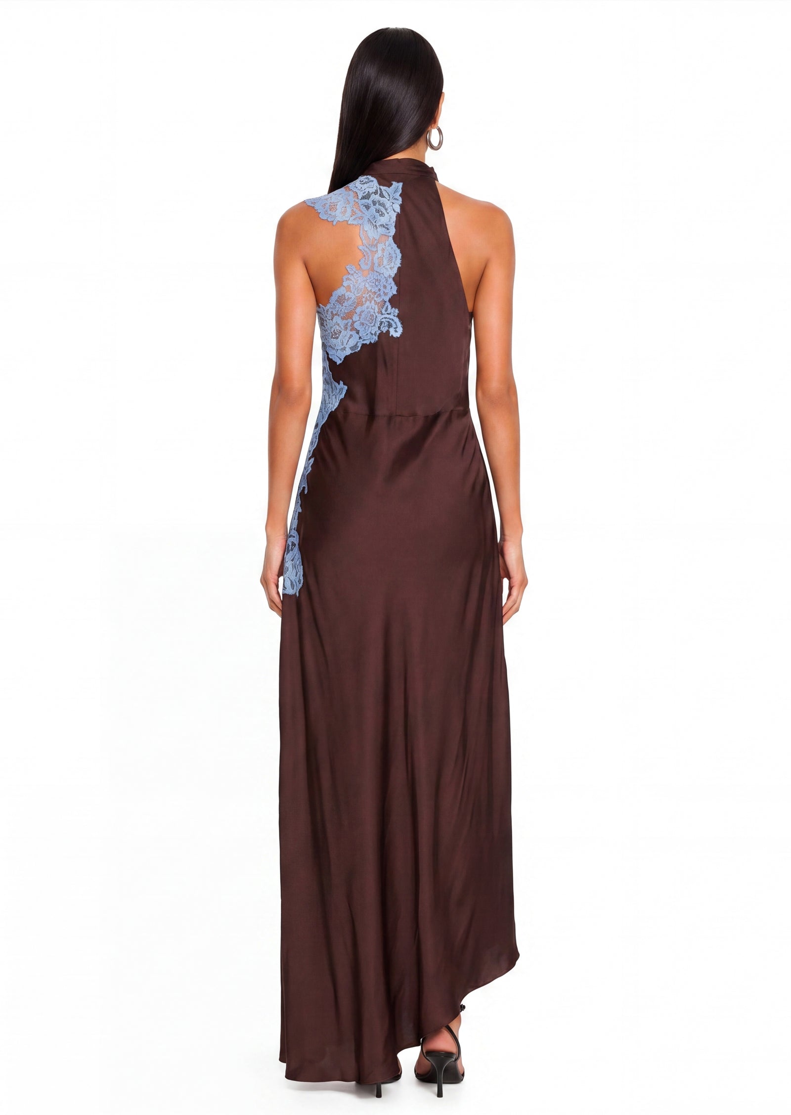 Gianni Asymmetrical Hem Maxi Dress In Coffee