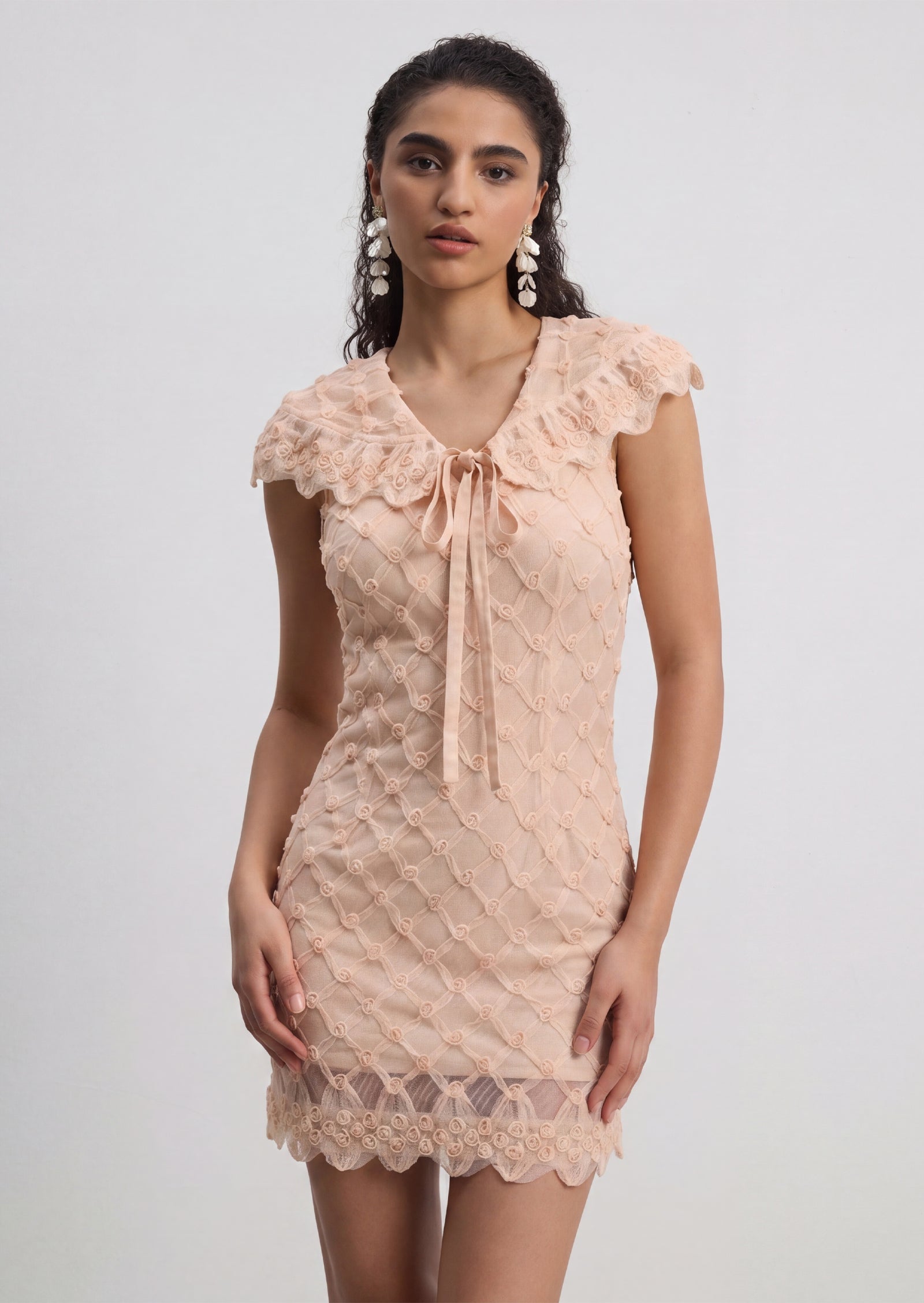 Midikleid in A-Linie mit Blumenmuster und Laternenärmeln