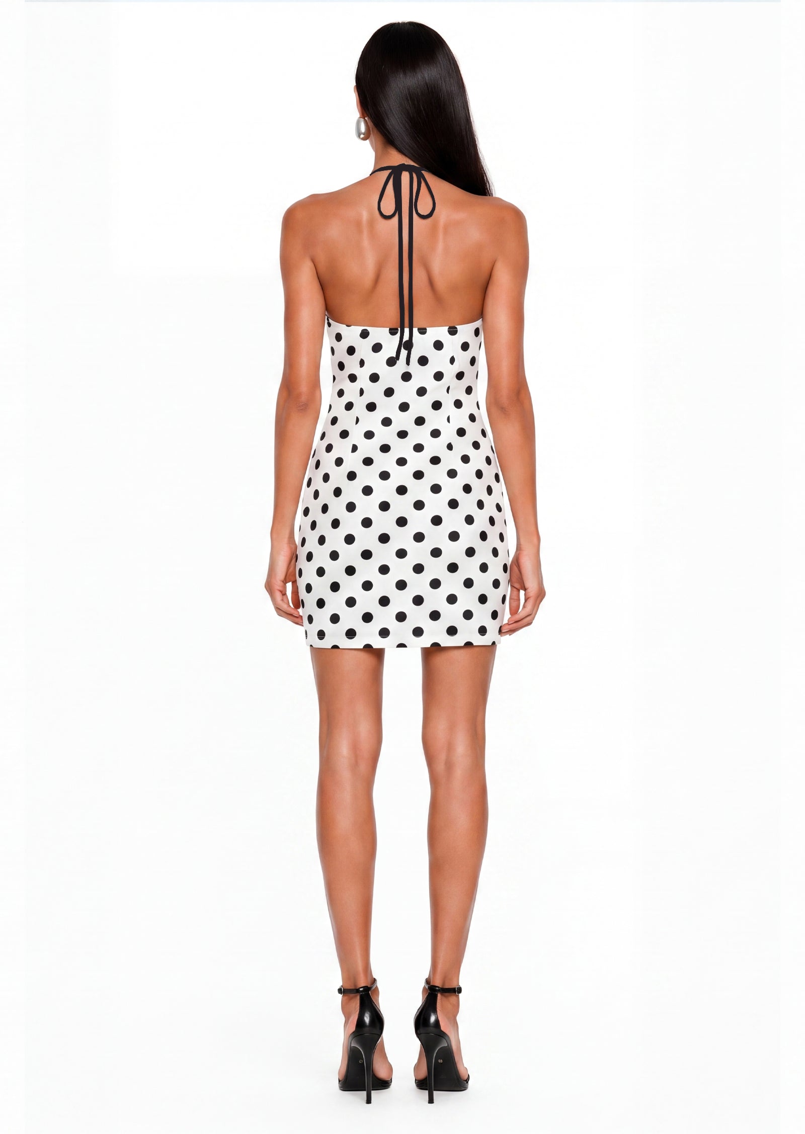 Qasim Polka Dot Halter Slip Mini Dress