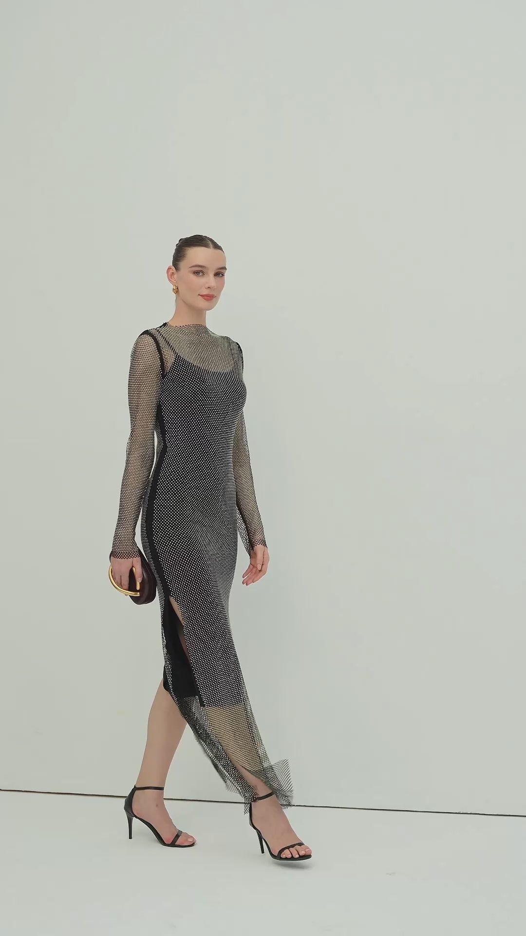 Load video: Mesh With Monochrome Maxi Dress