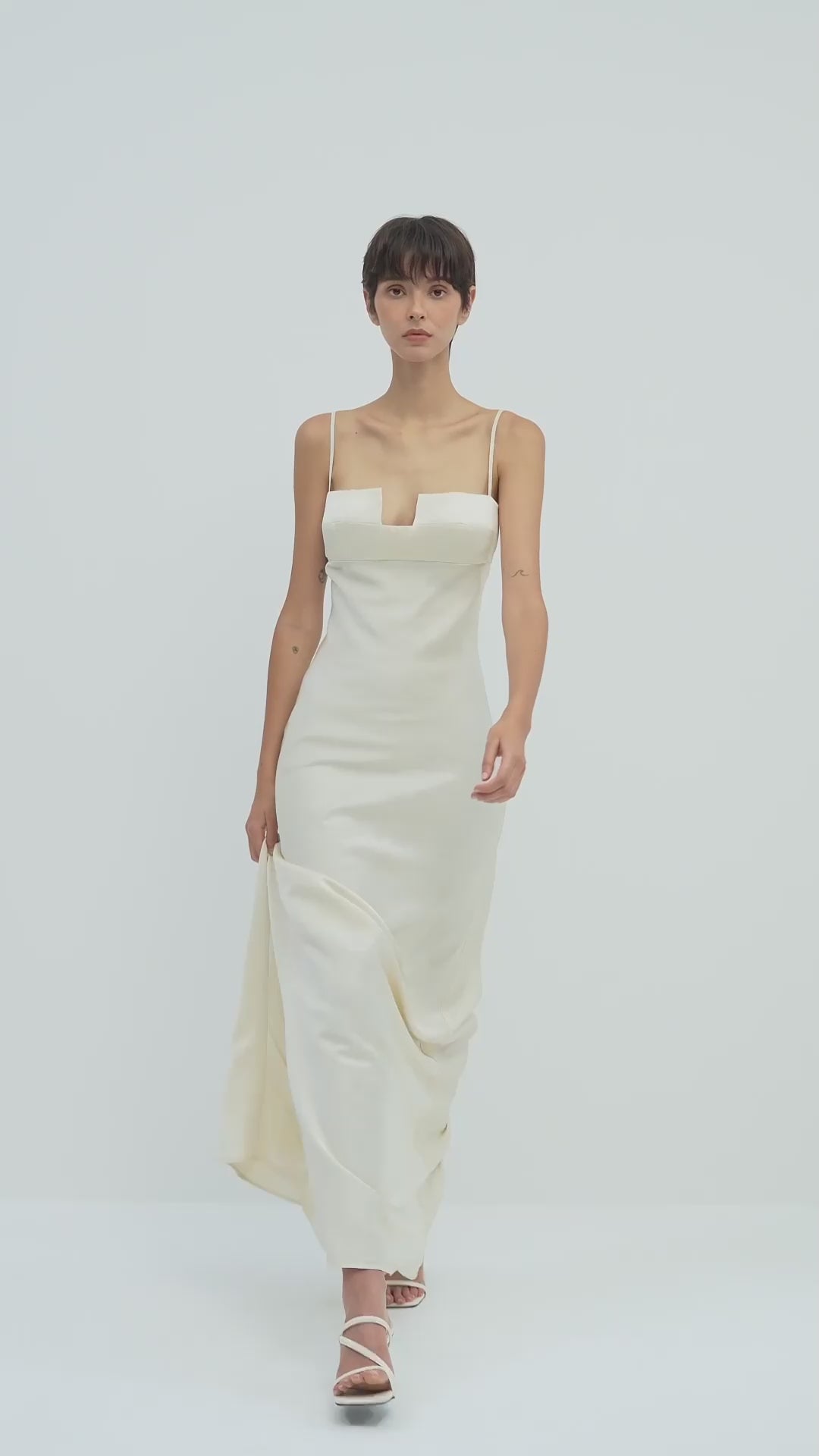 Load video: Solid Satin Sleeveless Maxi Dress