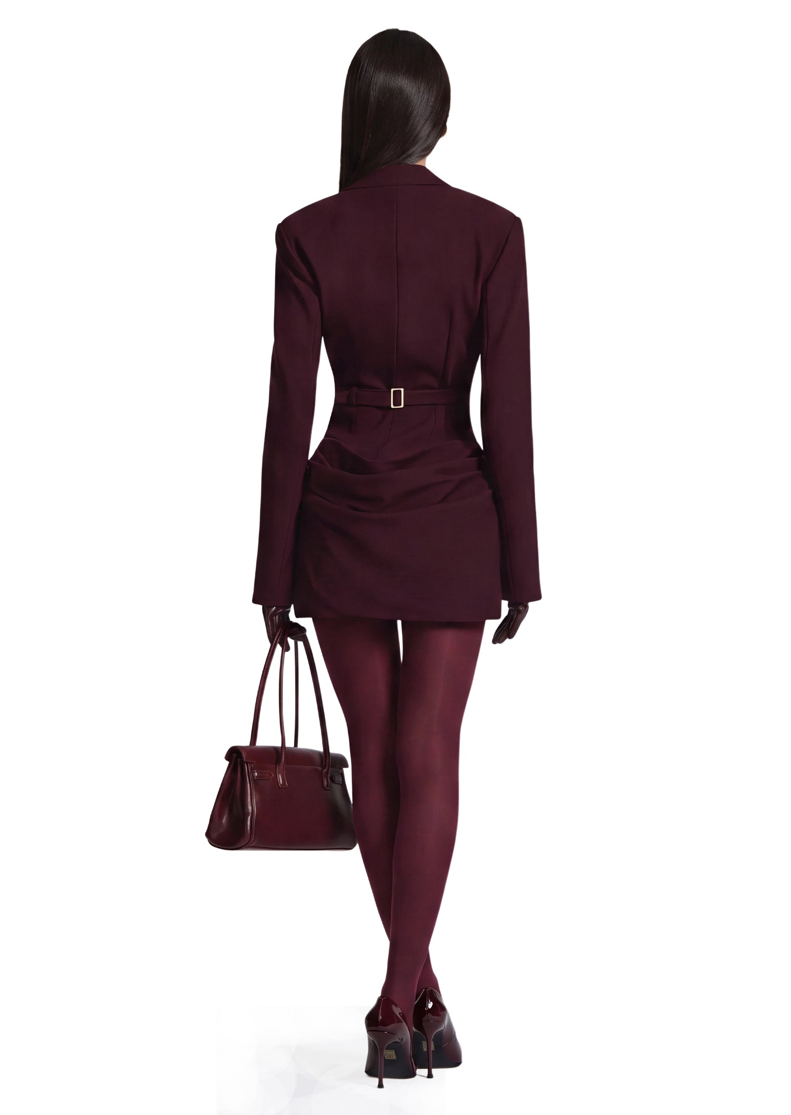 Suiting Pleated Mini Dress In Claret (Final Sale-US Only)