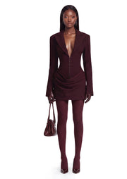 Suiting Pleated Mini Dress In Claret (Final Sale-US Only)