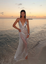 Archiwa V Neck Sequined Maxi Dress
