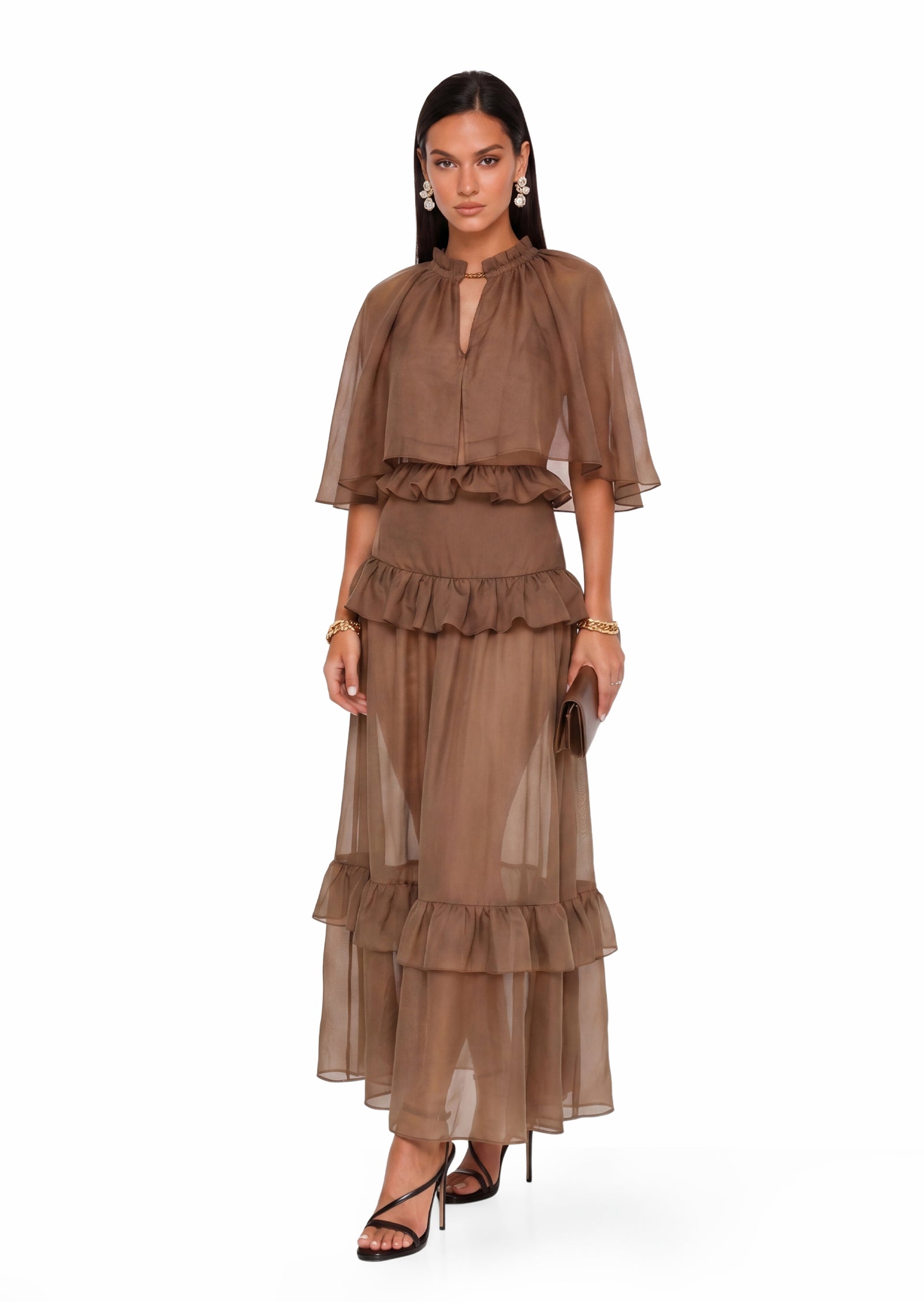 Dale Sem-Sheer Ruffled Skirt Two Piece Set