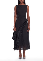 Naflah Sleeveless Midi Dress In Black