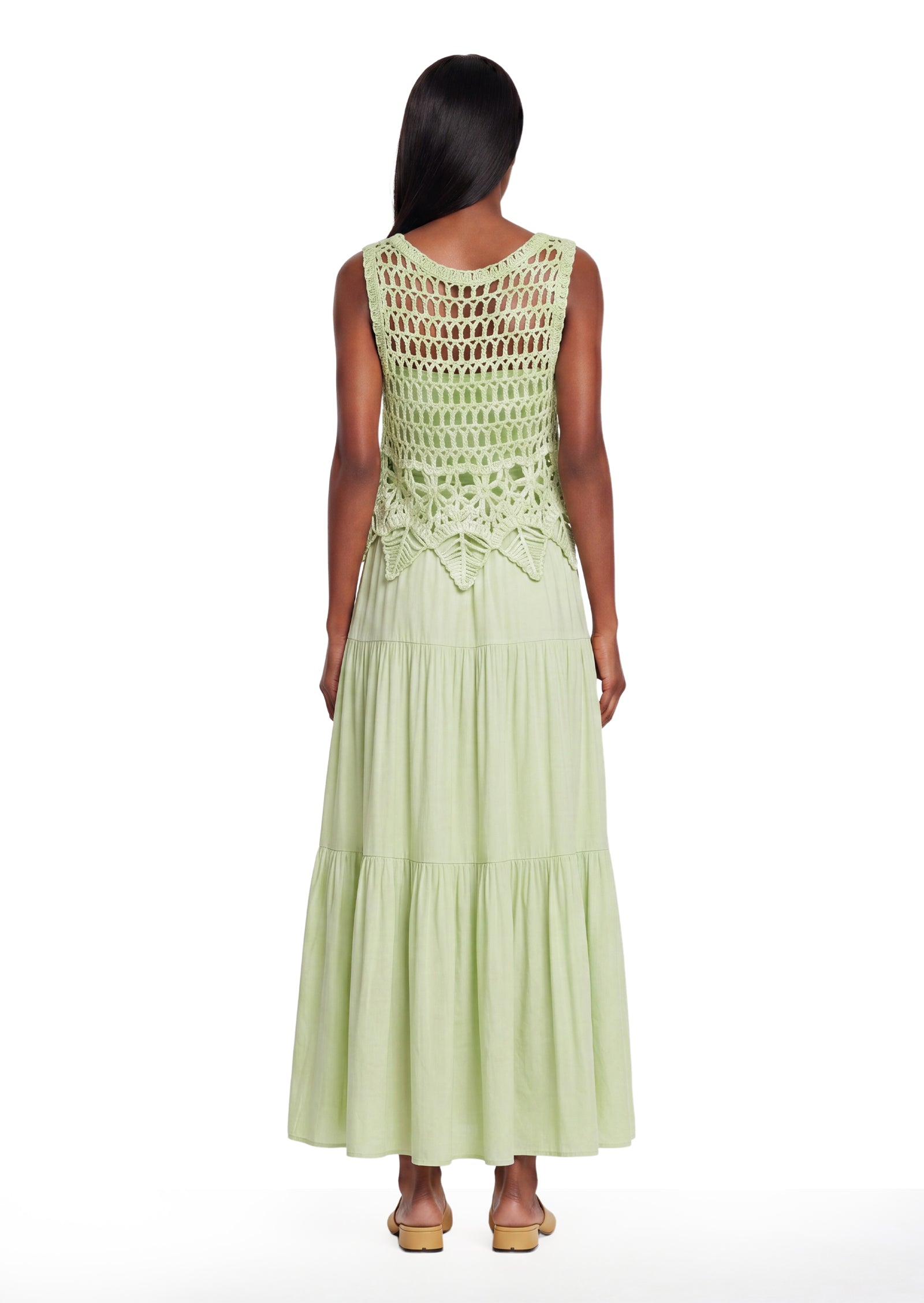 Ianthe Woven Midi Dress In Green