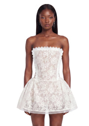 Midikleid in A-Linie mit Blumenmuster und Laternenärmeln