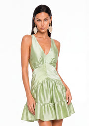 Padilla Tie Back Mini Dress In Green
