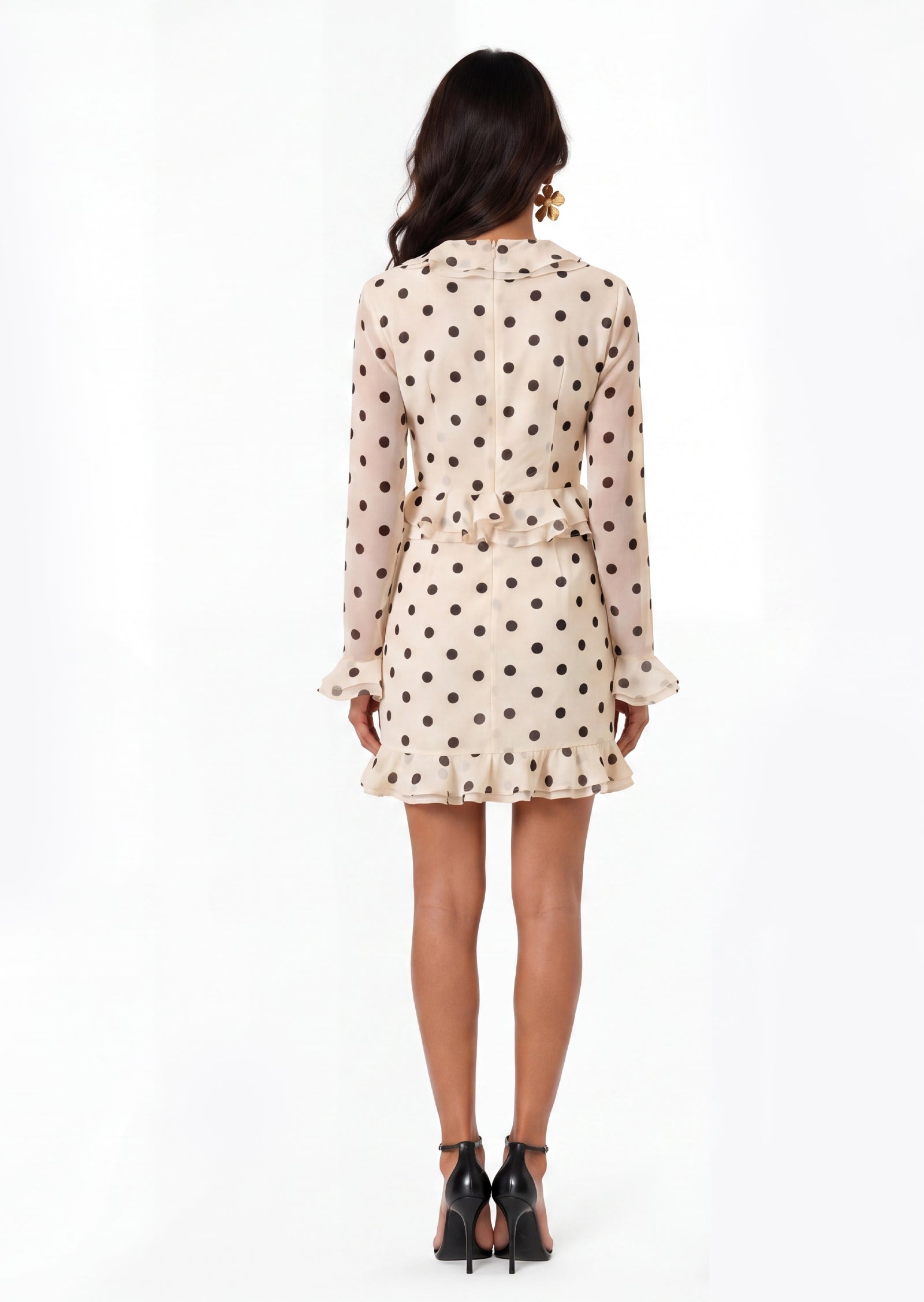 Eigra Frill Detail Polka Dot Mini Dress