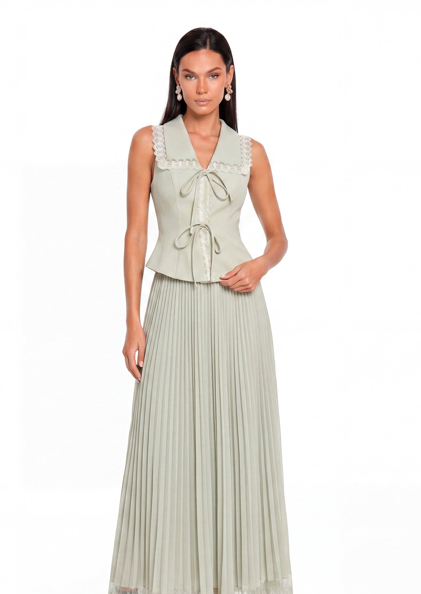 Barnett Lace Trimmed Midi Skirt Two Piece Set