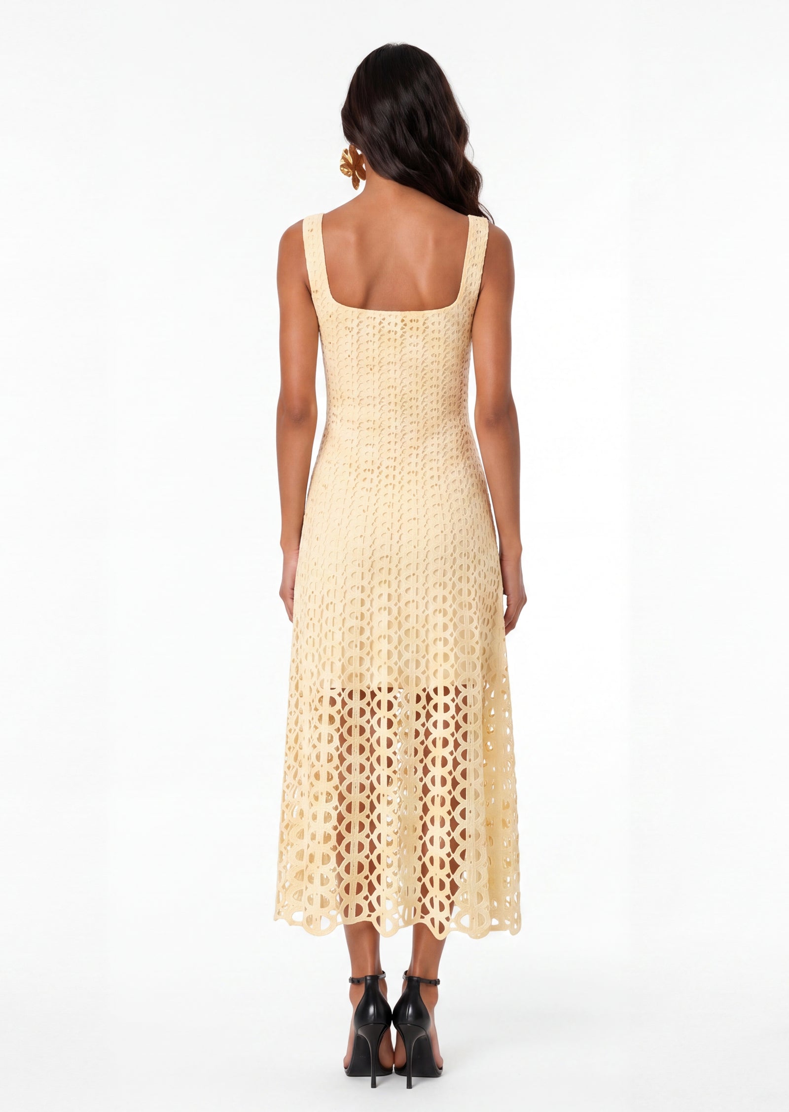 Midikleid in A-Linie mit Blumenmuster und Laternenärmeln