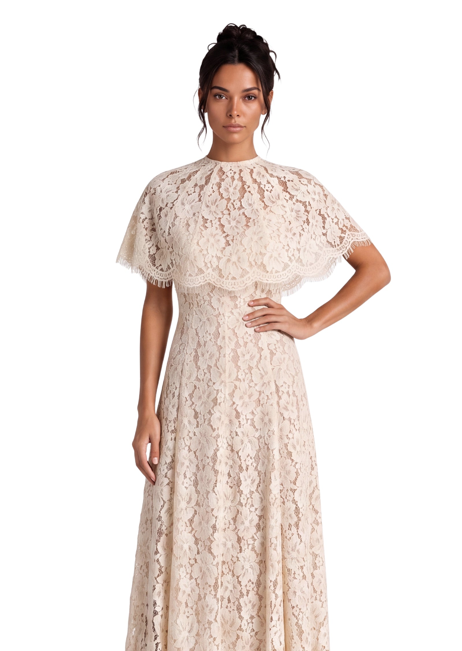 Lucid Cape Maxi Dress In White