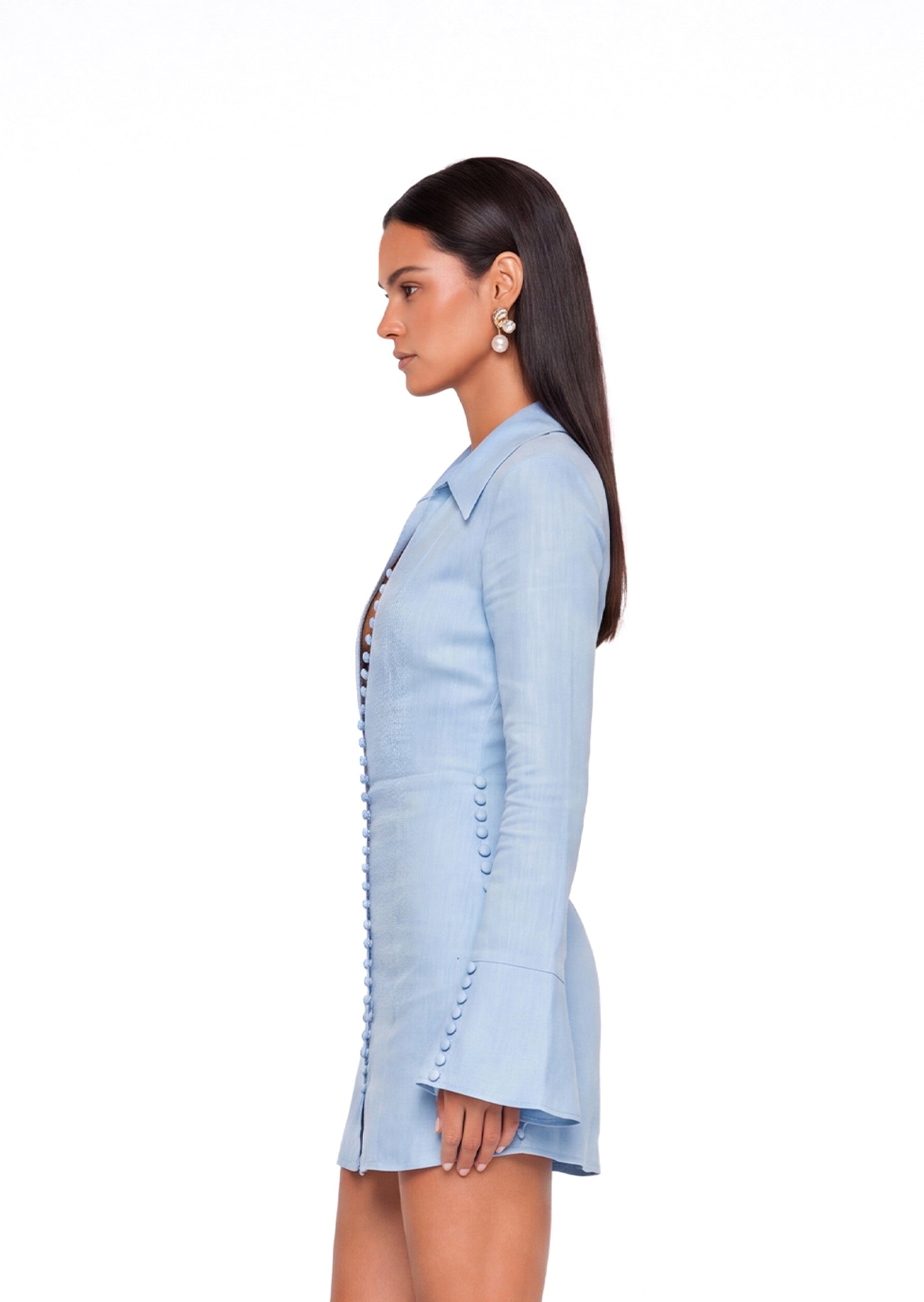 Eavan Collar Mini Dress In Blue