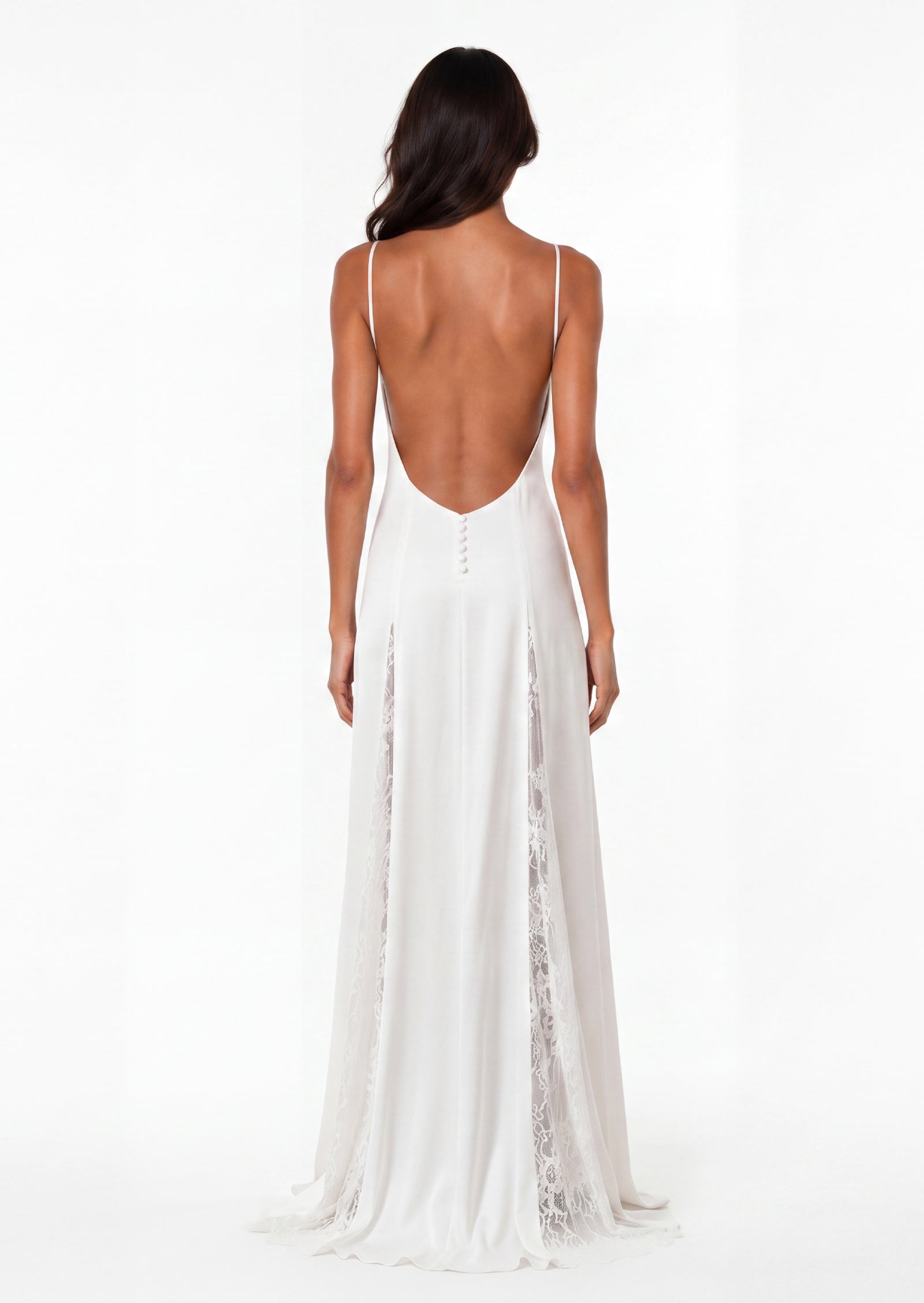 Rosa Open Back Lace Maxi Dress In White