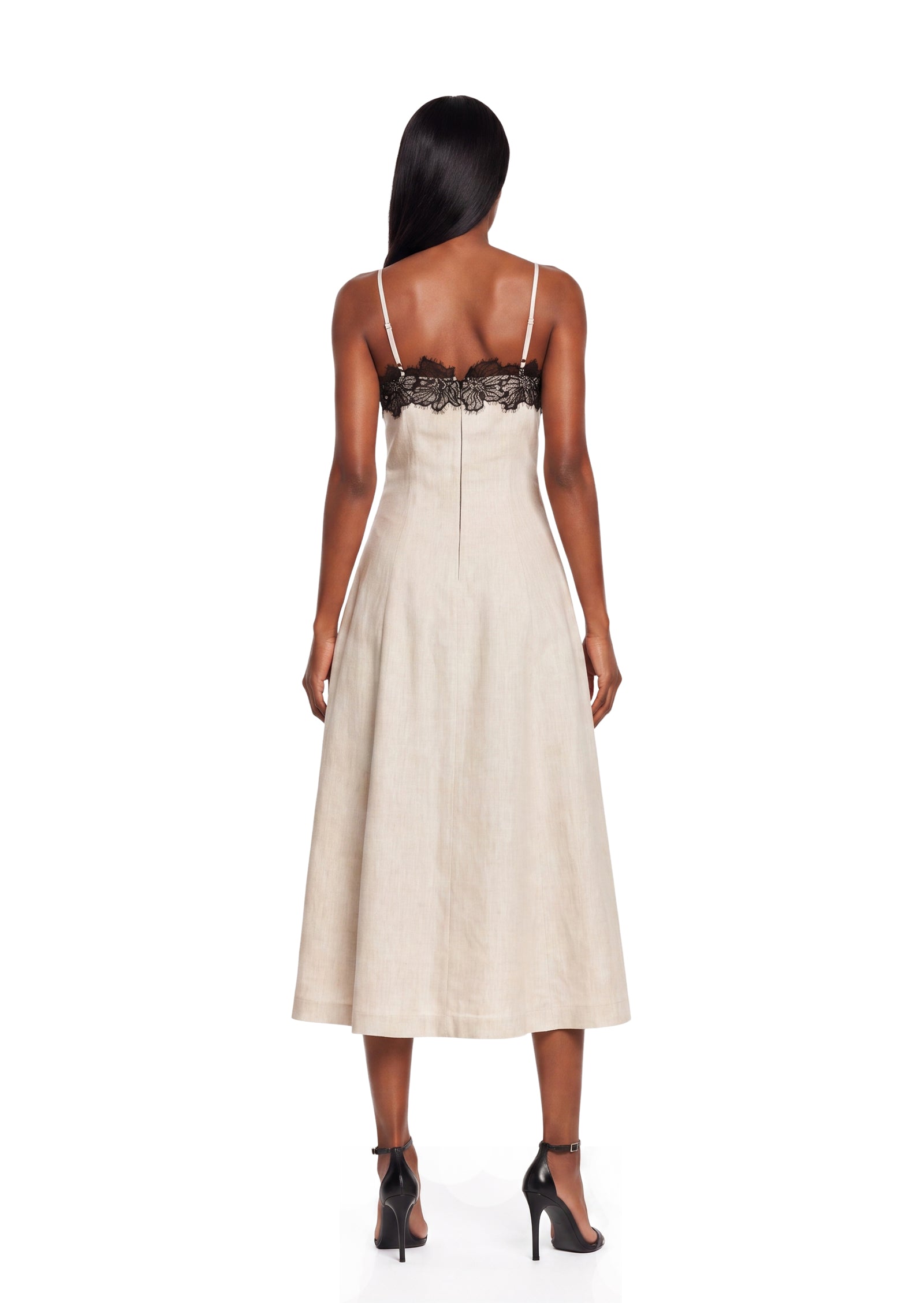 Lace Neckline Trim Midi Dress (Final Sale-US Only)