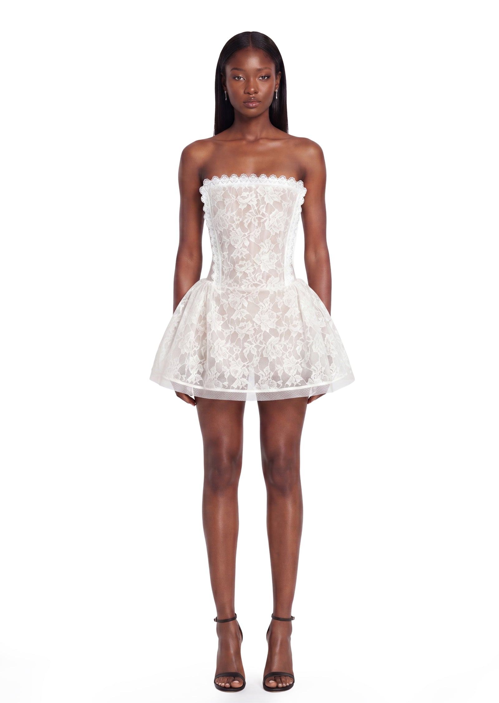 Midikleid in A-Linie mit Blumenmuster und Laternenärmeln